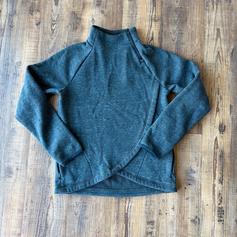 Athleta Girl Crazy Cozy Karma Wrap 2.0 SZ L (12) Abyss Heather Fleece Pullover - Picture 1 of 6